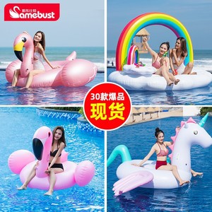 Flotador inflable Samebust con forma de unicornio, flamenco y arcoíris para piscina, juguete acuático para diversión en la playa. - Product Image 1