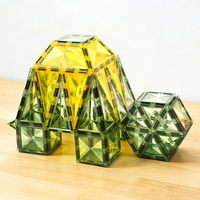 Magplayer Bloques de Construcción Magnéticos 3D, Juguetes Educativos de Construcción, 120 Piezas de Fichas Magnéticas Transparentes para Niños