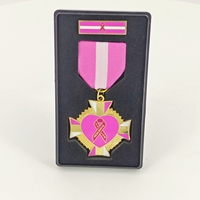 Médaille personnalisée pas chère, unique, avec ruban rose, en métal plaqué, émail coloré, pailletée, pour la Fiesta, ensemble cadeau de sensibilisation au cancer du sein