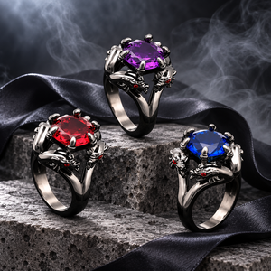 Anello con Testa di Drago per Uomo e Donna, Tono Oro Nero, Gioiello Gotico da Dito - Product Image 3