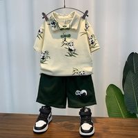 Ensemble d'été 2 pièces pour garçons : Polo bleu roi à imprimé grandes lettres + Short de survêtement assorti à imprimé lettres – Tenue streetwear pour enfants