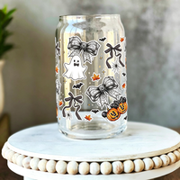 Autocollants décoratifs pour gobelets de 16 oz, thème Halloween, motif citrouille, impression UV DTF