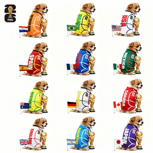 เสื้อผ้าสัตว์เลี้ยงลิขสิทธิ์แท้จากฟีฟ่า ชุดสุนัขสุดหรูน้ำหนักเบา เสื้อยืดทีมฟุตบอลหลายประเทศ - Product Image 1