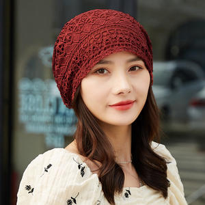 Sombrero de Jersey fino de primavera y otoño, sombrero de pila de encaje, sombrero de pañuelo de confinamiento posparto - Product Image 3