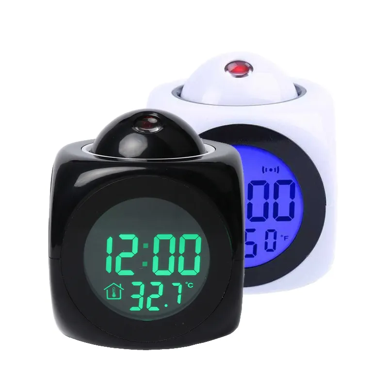 Electronic LCD Digital Projection Time Alarm Clock Projects Smart Table Temperature Display camera shaped despertador for room