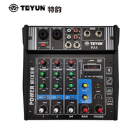 TEYUN 4 canaux Petit mélangeur numérique PA4 avec amplificateur de puissance Faible consommation Microphone Contrôleur DJ/Console de mixage audio