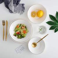 Bol à fruits, salade, soupe, ramen en céramique de porcelaine de grande taille, de qualité supérieure, écologique, de style japonais moderne, blanc