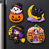 Aimant de réfrigérateur 3D personnalisé pour Halloween, design maison hantée, sorcière, chat noir, aimant de réfrigérateur pour décoration de la maison, souvenir de vacances