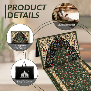 Tapis de prière pliable en velours gaufré avec sac, rembourré en éponge, pour voyage, motif Turquie Musulmane - Product Image 4