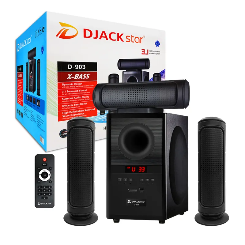 DJACK star D-903 Hot sale 3.1 tower home theater speaker with BT/ FM/ DVD wireless subwoofer home theater system
