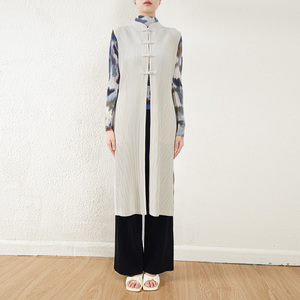 เสื้อกั๊กจีนจับจีบปรับปรุงชุดกี่เพ้ายาวปานกลางแขนกุดหรูหรา - Product Image 5