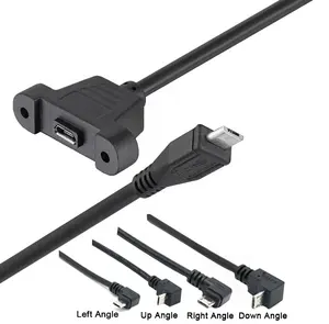 CUSTOM 0.3M 1M 90 Degree Up Down Left Right Angle Screw Micro Panel Mount USB Extension Cable