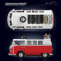 Mould King 10030 T1 Van, Bloques de Construcción de Modelos de Autos Creativos, Juego de Bloques de Plástico Pequeños, Rompecabezas MOC, Juguetes para Regalo de Navidad