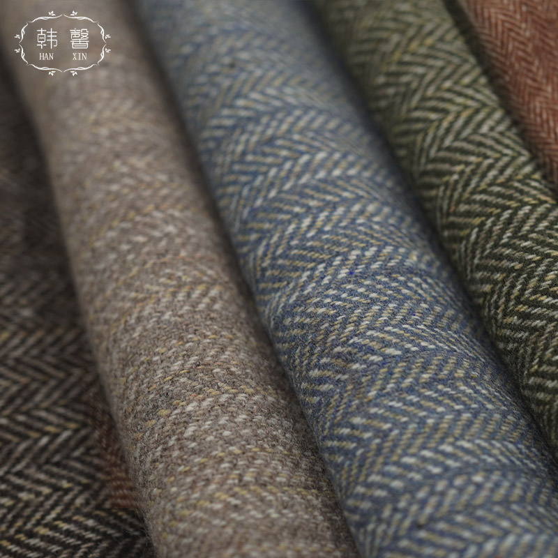 Маленькая шерстяная смешанная ткань с узором в елочку 430 г, осенне-зимнее шерстяное пальто, юбка