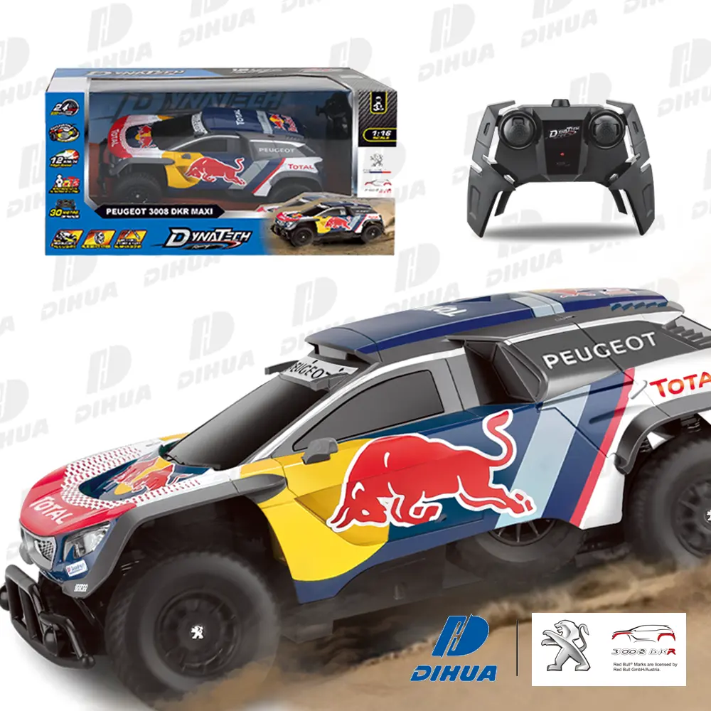 1/16 quy mô 2.4GHz điều khiển từ xa đồ chơi Red Bull PEUGEOT 3008 DKR maxi mô hình Drift Off Road Racing RC xe cho trẻ em 12 km/h