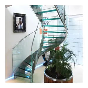 Escada de vidro curva de fornecedor principal principal, escada grande curvada em granito, escada em acrílico curvado, fornecedor profissional