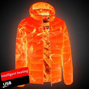 Hot Warm Outdoor Heated Intelligent Temperature Vest Control Warm Hooded Coat Winter Thermal Men's USB Heated Jacket