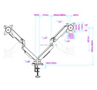 Vente chaude 17-32 pouces ressort à gaz double moniteur bras support 9KGS capacité de charge VESA montage pivotant rentable nouveau produit