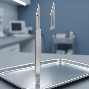 Lames de scalpel manuelles jetables de haute qualité, en acier inoxydable trempé, aiguisées, instruments chirurgicaux stériles, kit d'instruments CE - Product Image 2