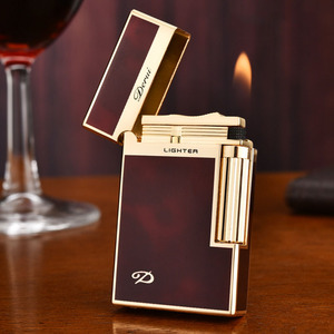 Briquet à gaz à roue de silex, flamme douce coulissante latérale, en métal de luxe, pour cadeau d'affaires, vente en gros, logo personnalisé - Product Image 2