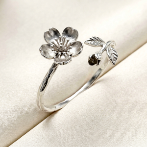 Flower Shape 925 <b>Silver</b> <b>Ring</b> Romantic Style Everyday Wear jewelry for women's <b>ring</b> <b>adjustable</b> - Product Image 1