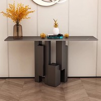 Console d'entrée moderne de luxe léger en marbre avec piétement, meuble étroit pour hall d'entrée