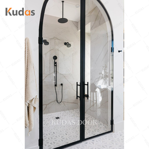 Vente en gros Portes de <span class=keywords><strong>douche</strong></span> à double tour Portes intérieures en aluminium avec arche en verre Portes de salle de bain françaises en arc - Product Image 5
