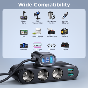 Joyroom อะแดปเตอร์ที่ชาร์จไฟในรถอย่างรวดเร็ว<span class=keywords><strong>7</strong></span> in 1 USB อะแดปเตอร์ที่จุดบุหรี่ในรถ139W 3ซ็อกเก็ตที่ชาร์จตัวแยกจุดบุหรี่ในรถ - Product Image 6