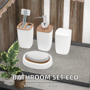 Juego de Accesorios de Baño de Bambú y Plástico Ecológico al por Mayor, Portacepillos de Dientes, Jabonera y Vaso para Viaje - Product Image 2