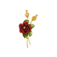 Pabrik Grosir Aksesoris Fashion Mewah Kustom Berlapis Emas Asli Paduan Kuningan Enamel Bros Bunga Kamelia 3D Floral