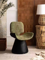 Fauteuil d'appoint pivotant à 360 degrés, durable, en tissu tweed vert, garni d'éponge, base en métal noir, moderne, pour salon, salle à manger, chambre à coucher