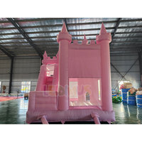 Château gonflable rose pastel avec toboggan, château gonflable commercial pour mariage, fête d'anniversaire