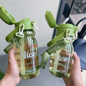 ขวดพลาสติกแบบมีหลอดสองปาก ป้องกันการรั่วซึม พกพาสะดวก ใช้สำหรับเดินทางกลางแจ้ง ดีไซน์น่ารัก ความจุขนาดใหญ่ สำหรับนักเรียนหญิง - Product Image 2