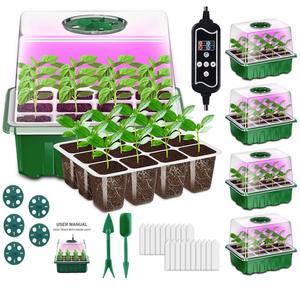 Couvercle de plateau de culture pour plantes de pépinière Kit de plateau de démarrage pour semis de germination à 12 cellules avec 5 lampes de culture en dôme Fonction minuterie - Product Image 4