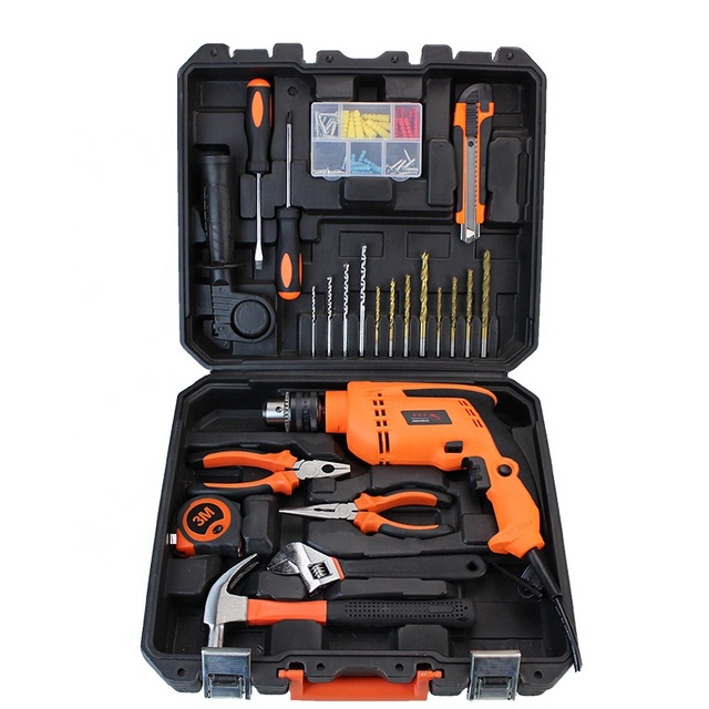 Professional Power Tool Set 15-51PCS Hardware Toolkit with Electric Impact Cordless Drill Multi-functional Household Repair Box