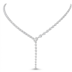 Collar de Diamantes en Forma de Pera Redonda y Graduada - Oro de 9k, 14k, 18k - Product Image 5
