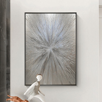 Peinture à l'huile abstraite moderne 100% peinte à la main sur toile, avec lignes argentées et dorées, texture épaisse, faite à la main