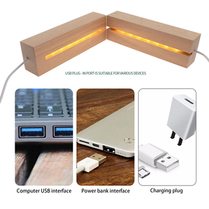 Beech Wood Modern Plug-In LED Display <b>Night</b> <b>Light</b> Notebook Base Bracket Message Board 3D <b>Light</b> DIY Rectangular Base Bedroom 5V - Product Image 5