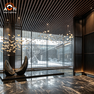 Lampadario di Lusso Moderno a Forma di Pesce in Vetro, Lampada a Sospensione Creativa a Forma di Stadio di Pesci per Decorazione di Hall di Hotel e Uffici Vendite - Product Image 4