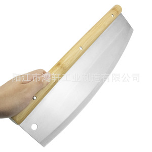 Cortador de Pizza de Media Luna de Acero Inoxidable de 14 Pulgadas con Mango de Madera, Herramienta para Hornear, Hecho en Yangjiang - Product Image 4