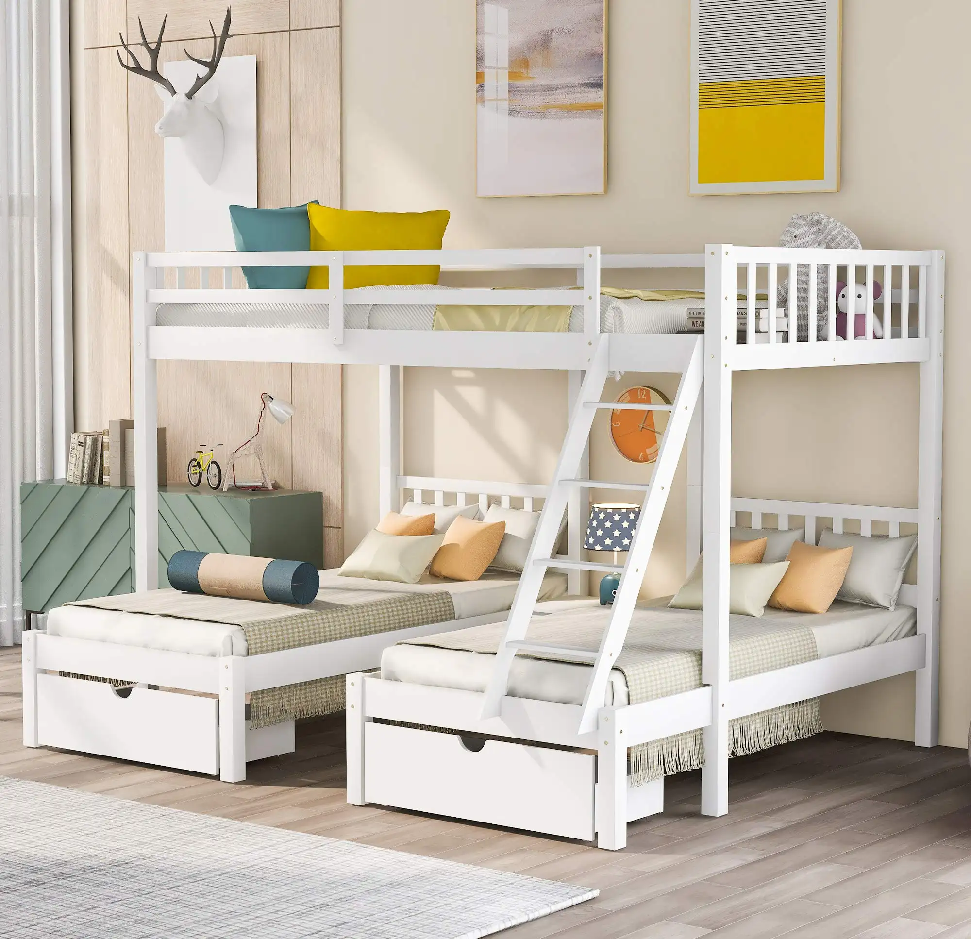 Sıcak satış basit çocuk yatak odası mobilya yatak odası takımları ahşap çocuk ranza yatak odası mobilya