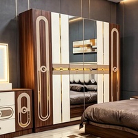 Ensemble de Meubles de Chambre à Coucher Luxueux Classique Complet en Bois Double Cadre avec Rangement pour Maison Moderne, Style Villa Royale Blanche, Taille King