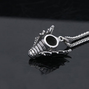 Yunnique – collier avec pendentif tête de Dragon en acier inoxydable pour hommes, bijoux cadeau, chaîne de 60cm, forme d'animal, Style rétro - Product Image 2