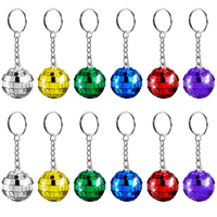 Porte-clés en caoutchouc haut de gamme avec détails colorés, ensemble de porte-clés boule disco, porte-clés boule miroir argentée, fournitures de fête élite, décoration