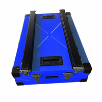 Cage de transport pour chien pliable en aluminium bleu XXL, robuste, résistante aux chocs, avec plateau en plastique