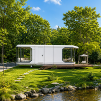 Capsule spatiale préfabriquée à vue panoramique, maison mobile de luxe moderne avec murs en verre, mini-maison modulaire pour complexe hôtelier, glamping, jardin