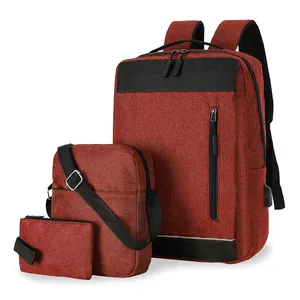 กระเป๋าเป้สะพายหลังธุรกิจดีไซน์ใหม่ล่าสุดความจุขนาดใหญ่ชาร์จ USB กระเป๋าเป้แล็ปท็อปนักเรียนชุดสามชิ้นกระเป๋านักเรียน