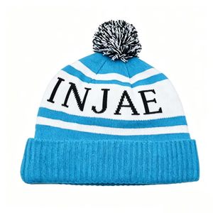 INJAE Bonnet en tricot personnalisé avec logo et pompon, bonnet chaud en acrylique pour l'hiver, vente en gros - Product Image 2