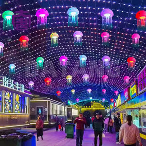 Lampe suspendue en forme de méduse aux couleurs RVB, luminaire décoratif pour Noël et Halloween, lustre de bar, lumières à fibres optiques - Product Image 4