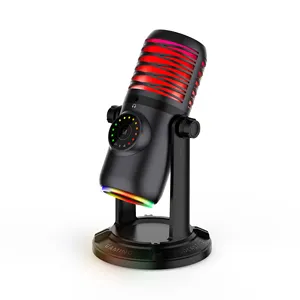 Micro Điện Dung Phát Trực Tiếp Mới Nhất Thiết Bị Podcast LED Chơi Game Để Bàn Micro Studio Thu Âm USB Micrô 24Bit 192Khz